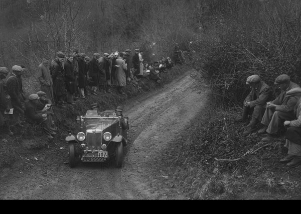 MG NA Magnette of SM Harrocks competing in the MCC Lands End Trial, 1935. Artist: Bill Brunell.