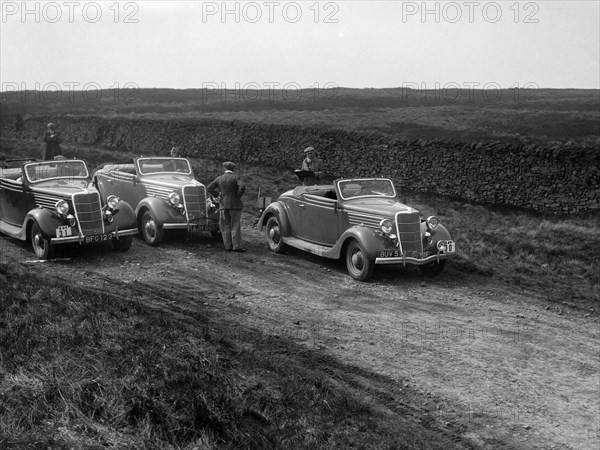 Three Ford V8s at the Sunbac Inter-Club Team Trial, 1935. Artist: Bill Brunell.