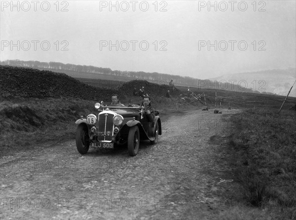 Wolseley Hornet of S Whitelock competing in the Sunbac Inter-Club Team Trial, 1935. Artist: Bill Brunell.