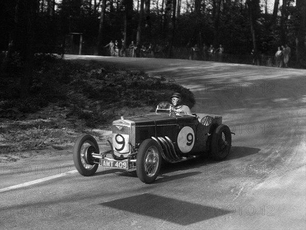 Frazer-Nash TT replica of G Casswell racing at Donington Park, Leicestershire, 1935. Artist: Bill Brunell.