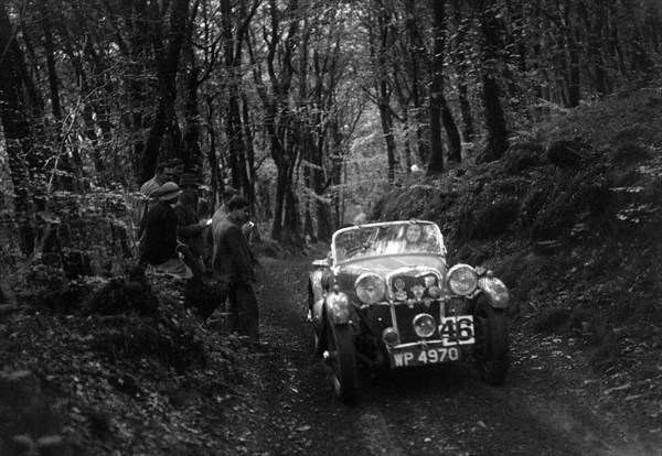 Singer Le Mans competing in the Mid Surrey AC Barnstaple Trial, 1934. Artist: Bill Brunell.