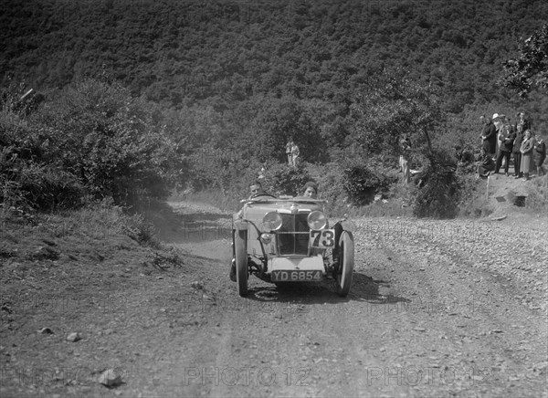 MG J2 competing in the Mid Surrey AC Barnstaple Trial, Beggars Roost, Devon, 1934. Artist: Bill Brunell.
