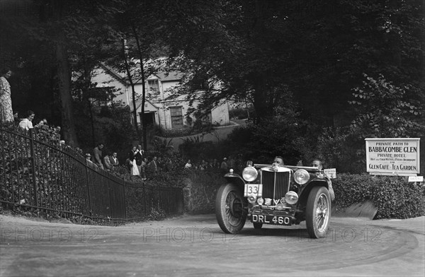 MG TA of FG Cornish competing in the MCC Torquay Rally, Torbay, Devon, 1938. Artist: Bill Brunell.