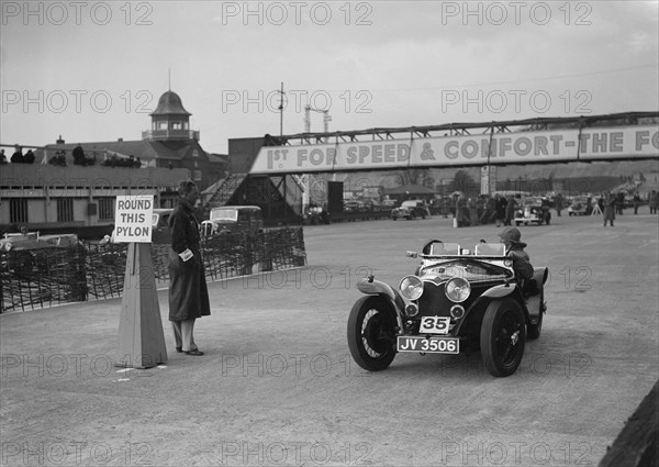 Riley Imp competing in the JCC Rally, Brooklands, Surrey, 1939. Artist: Bill Brunell.