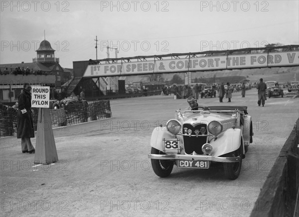 Riley Lynx Sprite competing in the JCC Rally, Brooklands, Surrey, 1939. Artist: Bill Brunell.