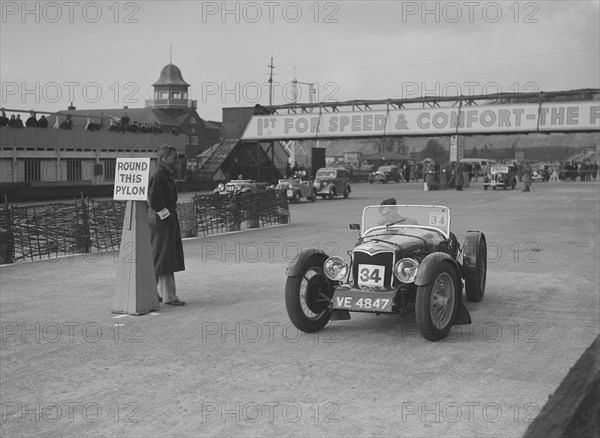 Riley sporting special competing in the JCC Rally, Brooklands, Surrey, 1939. Artist: Bill Brunell.