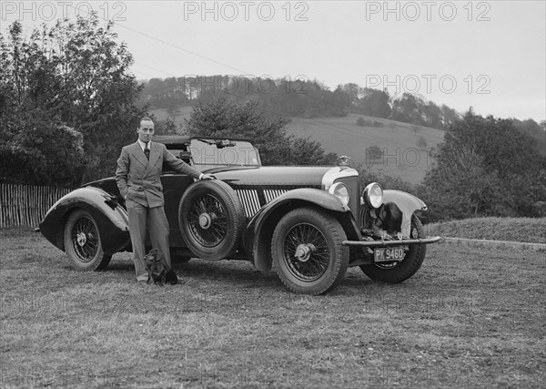 Charles Mortimer with his Barker-bodied 2-seater Bentley, c1930s Artist: Bill Brunell.