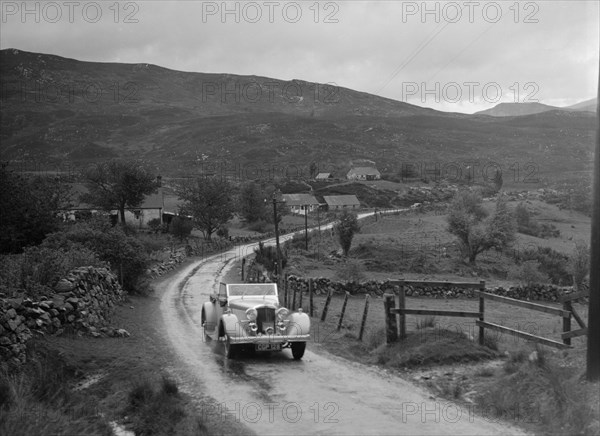 Talbot of D Melvin competing inthe RSAC Scottish Rally, 1936. Artist: Bill Brunell.