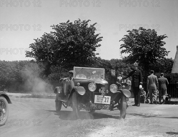 AC Acedes Six open tourer of J Mollart competing in the B&HMC Brighton Motor Rally, 1930. Artist: Bill Brunell.