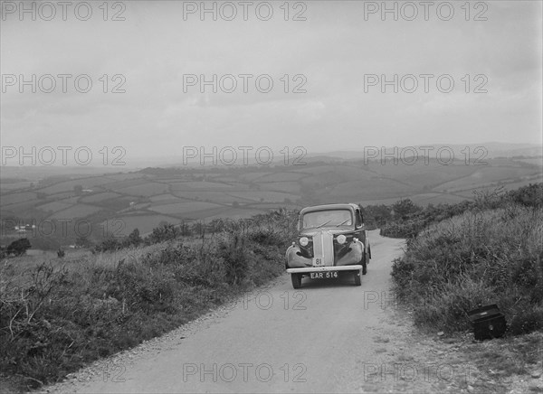 Vauxhall saloon of KFA Walker competing in the MCC Torquay Rally, 1938. Artist: Bill Brunell.