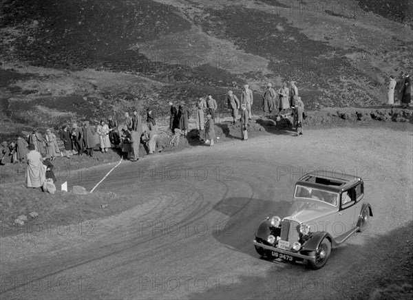 Rover 4-door saloon of WA Gilmour at the RSAC Scottish Rally, Devil's Elbow, Glenshee, 1934. Artist: Bill Brunell.