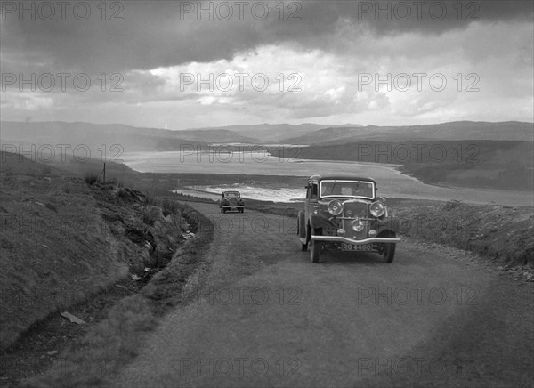 Sunbeam saloon of AA Smith competing in the RSAC Scottish Rally, 1934. Artist: Bill Brunell.