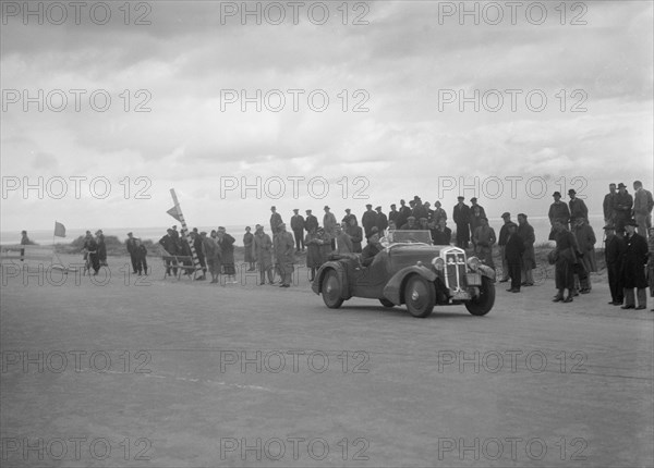 Lanchester 10 of JM Archer of the Scottish Sporting Car Club team at the RSAC Scottish Rally, 1934. Artist: Bill Brunell.