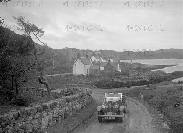 Triumph open tourer of Joan Richmond competing in the RSAC Scottish Rally, 1934. Artist: Bill Brunell.