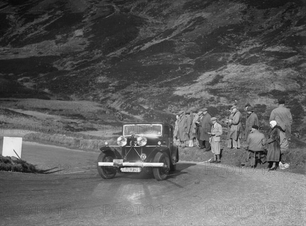 Talbot saloon competing in the RSAC Scottish Rally, Devil's Elbow, Glenshee, 1934. Artist: Bill Brunell.