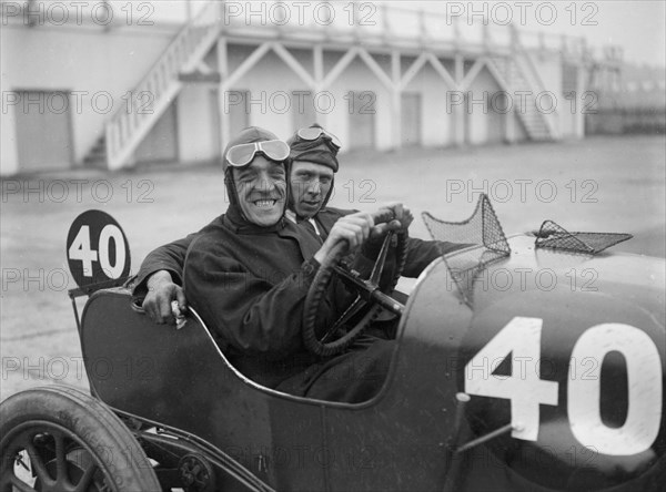 BS Marshall in his Aston Martin at the JCC 200 Mile Race, Brooklands, Surrey, 1921. Artist: Bill Brunell.