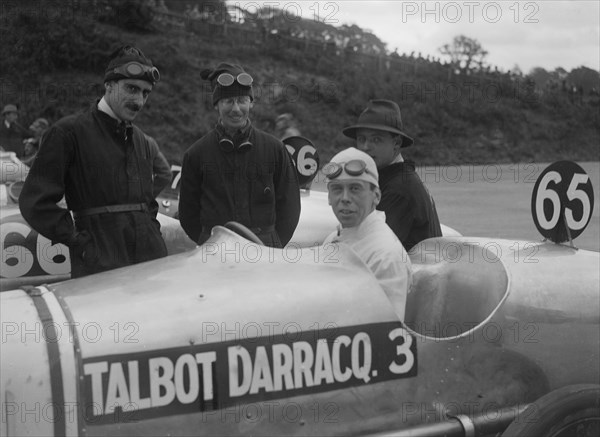 Kenelm Lee Guinness in his Talbot-Darracq at the JCC 200 Mile Race, Brooklands, Surrey, 1921. Artist: Bill Brunell.