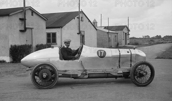 AG Miller in his Wolseley single-seater racer at Brooklands, Surrey, 1920s. Artist: Bill Brunell.