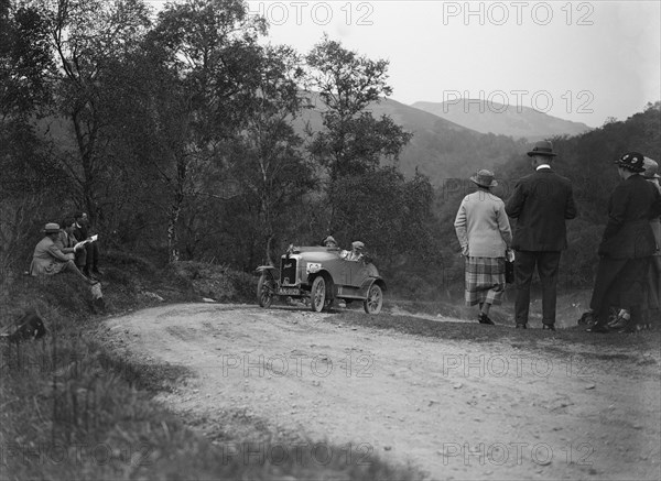 Jowett open 2-seater of M Johnstone competing in the Scottish Light Car Trial, 1922. Artist: Bill Brunell.