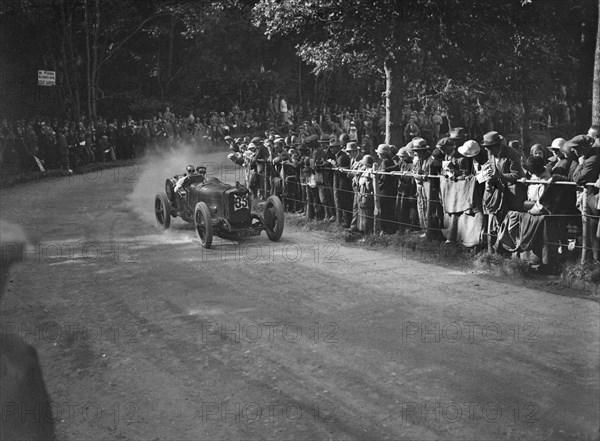 Sunbeam of Malcolm Campbell competing in the MAC Shelsley Walsh Hillclimb, Worcestershire, 1923. Artist: Bill Brunell.