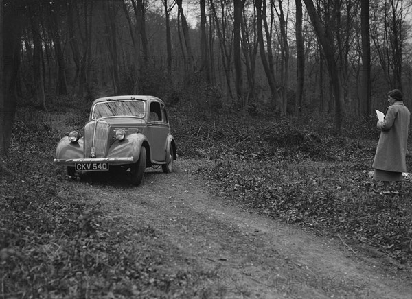 Standard Nine of J Buckman at the Standard Car Owners Club Southern Counties Trial, 1938. Artist: Bill Brunell.