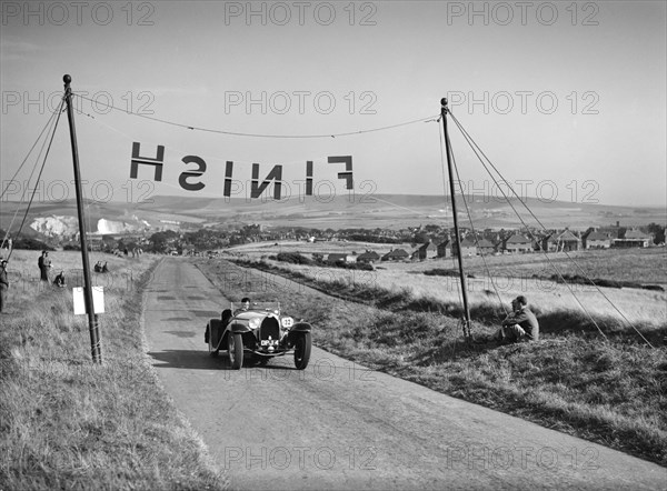 Bugatti Type 55 of CI Craig competing at the Bugatti Owners Club Lewes Speed Trials, Sussex, 1937. Artist: Bill Brunell.