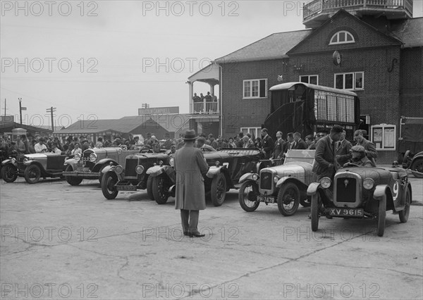 Cars at Brooklands, Surrey, c1930s. Artist: Bill Brunell.