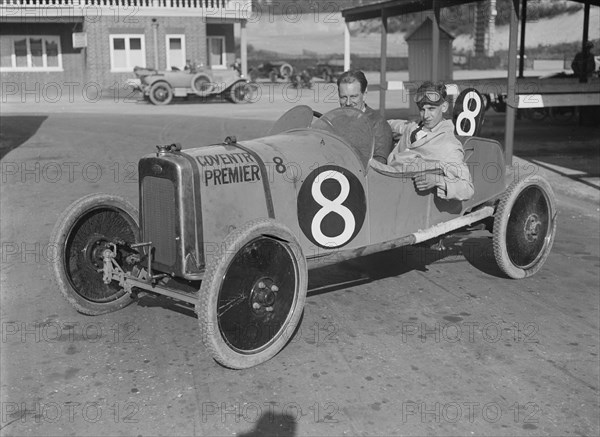 Coventry-Premier of AJ Dixon, JCC 200 Mile Race, Brooklands, 1921. Artist: Bill Brunell.