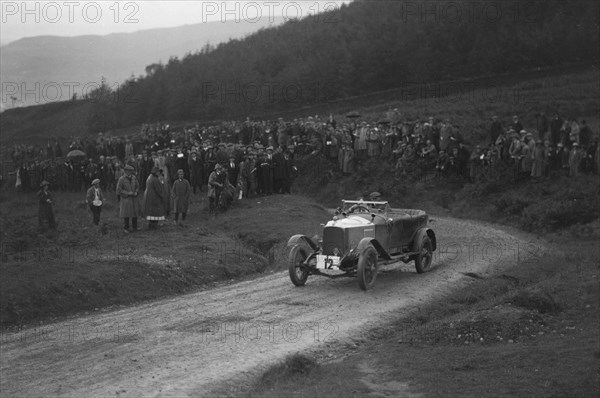 Vauxhall 30-98 of Humphrey Cook competing in the Caerphilly Hillclimb, Wales, 1922. Artist: Bill Brunell.