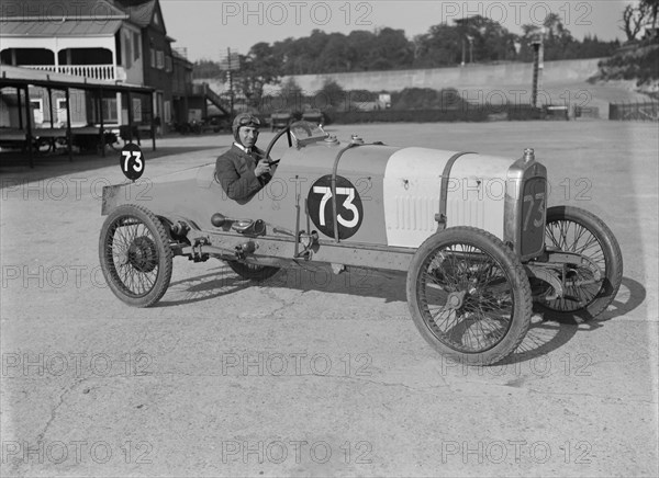 Enfield-Allday of J Chance, JCC 200 Mile Race, Brooklands, 1921. Artist: Bill Brunell.