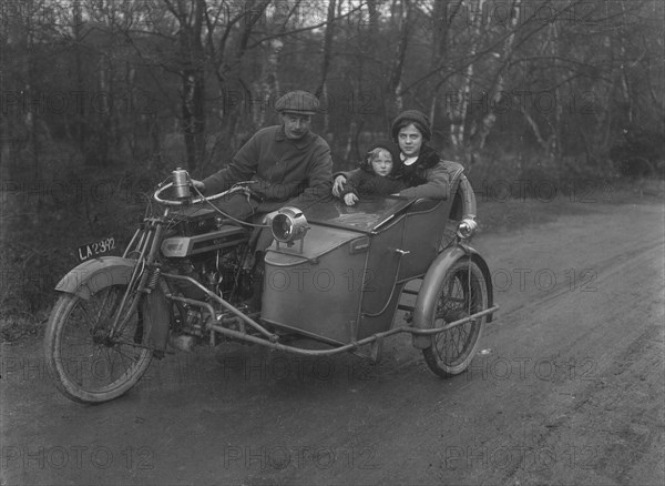 Clyno motorcycle and sidecar Artist: Bill Brunell.