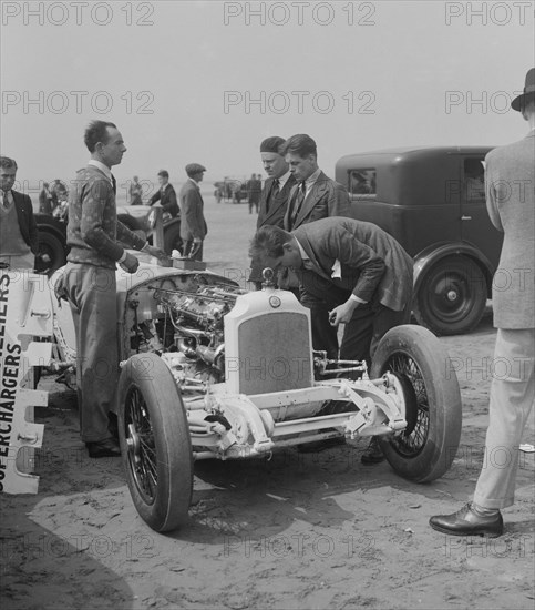 Raymond Mays' Vauxhall-Villiers at a sand racing event, c1930s. Artist: Bill Brunell.