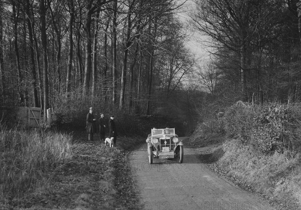 MG M Type competing in the MG Car Club Trial, 1931. Artist: Bill Brunell.