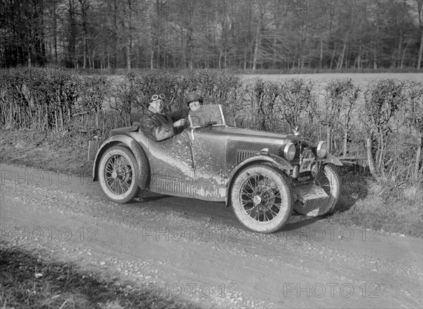 MG M Type of RH Warnes competing in the MG Car Club Trial, 1931. Artist: Bill Brunell.