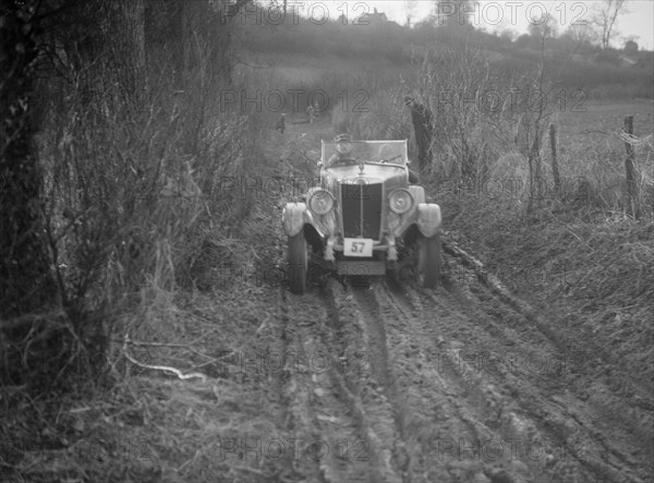 MG 18/80 of D Munro competing in the MG Car Club Trial, Kimble Lane, Chilterns, 1931. Artist: Bill Brunell.