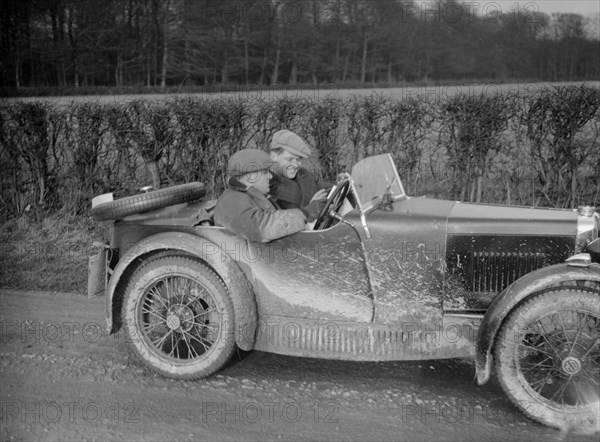 MG M Type competing in the MG Car Club Trial, 1931. Artist: Bill Brunell.