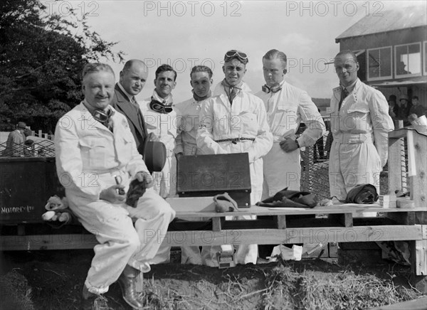 Racing drivers at the RAC TT Race, Ards Circuit, Belfast, 1929 Artist: Bill Brunell.