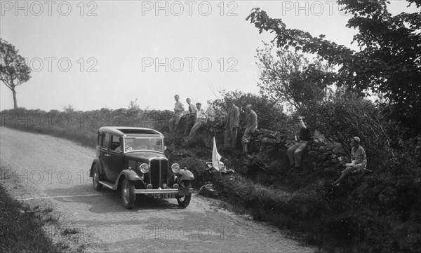 Standard saloon competing in the RSAC Scottish Rally, 1930s. Artist: Bill Brunell.