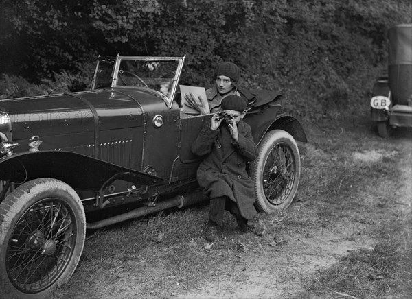 Amilcar CGS3 of HP Powell at the Brighton & Hove Motor Club Trial, 1920s. Artist: Bill Brunell.