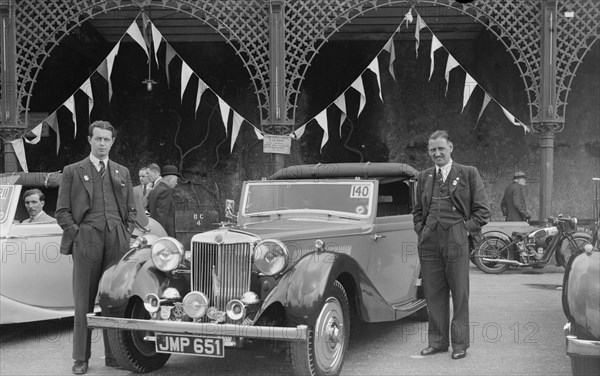 MG SA of DJ Farqaharson at the RAC Rally, Madeira Drive, Brighton, 1939. Artist: Bill Brunell.