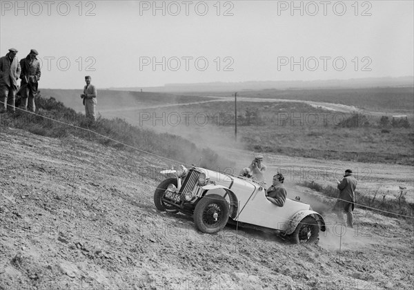 Talbot 10 sports of DH Perring, Great Weat Motor Club Trial, Wool Heath, Dorset, 1938. Artist: Bill Brunell.