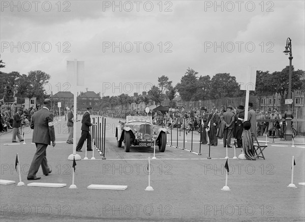 AC of LP Jaques competing in the South Wales Auto Club Welsh Rally, 1937 Artist: Bill Brunell.