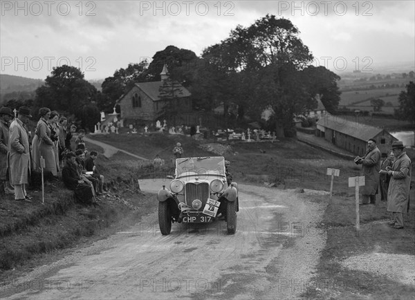 Singer B37 1.5 litre sports of WC Butler competing in the South Wales Auto Club Welsh Rally, 1937 Artist: Bill Brunell.