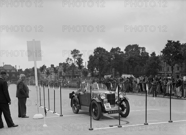 MG M type of KG Settle competing in the South Wales Auto Club Welsh Rally, 1937 Artist: Bill Brunell.