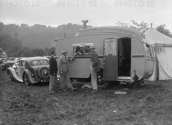 MG SA at Shelsley Walsh, Worcestershire, during the Blackpool Rally, 1937. Artist: Bill Brunell.