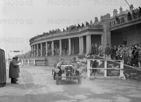 Morris Ten Six open tourer of RJ Morton competing in the Blackpool Rally, 1936. Artist: Bill Brunell.