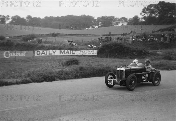 MG C type Midget of Hugh Hamilton at practice for the RAC TT Race, Ards Circuit, Belfast, 1932. Artist: Bill Brunell.
