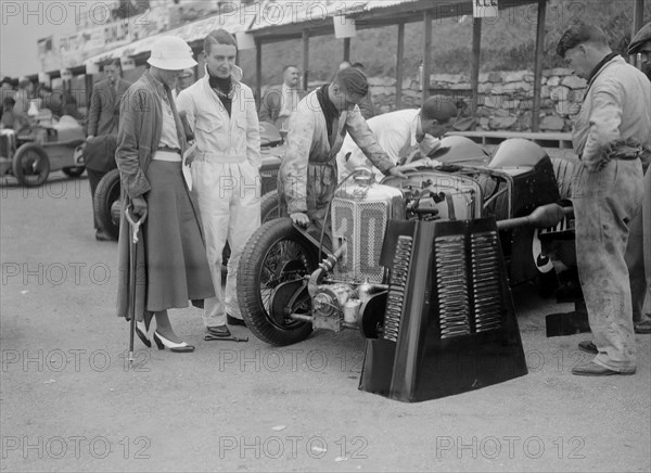 MG C type Midget of Hugh Hamilton in the pits at the RAC TT Race, Ards Circuit, Belfast, 1932. Artist: Bill Brunell.