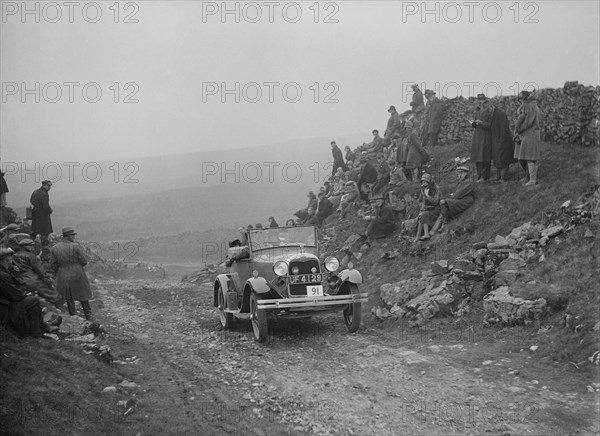 Ford Model A 2-seater of EAL Midgley competing in the MCC Edinburgh Trial, 1929. Artist: Bill Brunell.