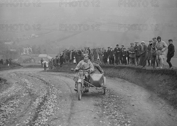 Unidentified motorcycle and sidecar, Rosedale Chimney Bank, Yorkshire, c1920-c1939.  Artist: Bill Brunell.